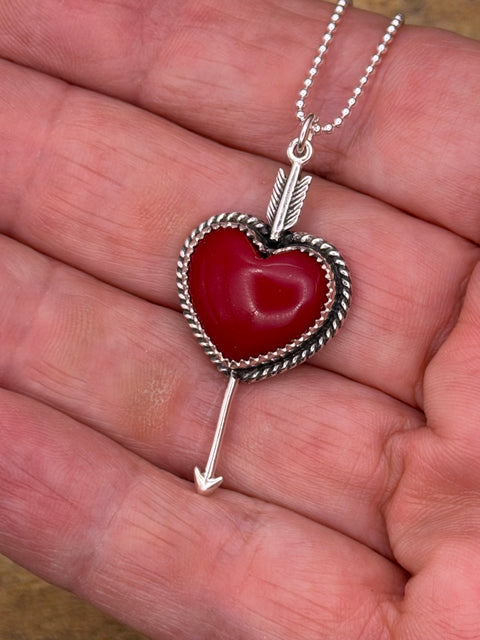 Rosalynn - Red Rosarita Heart with Arrow Pendant