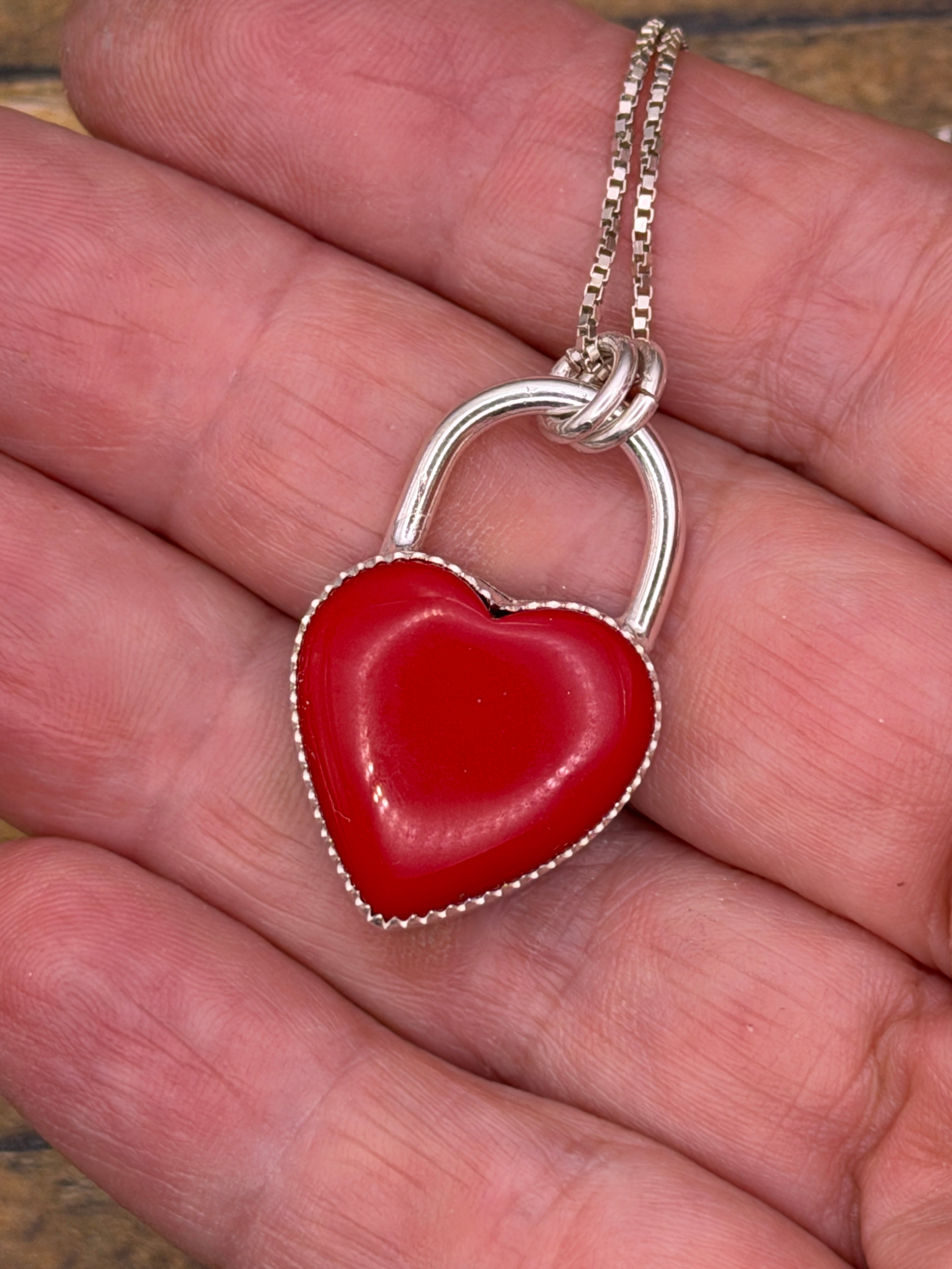 Raven - Red Rosarita Love Lock Heart Pendant