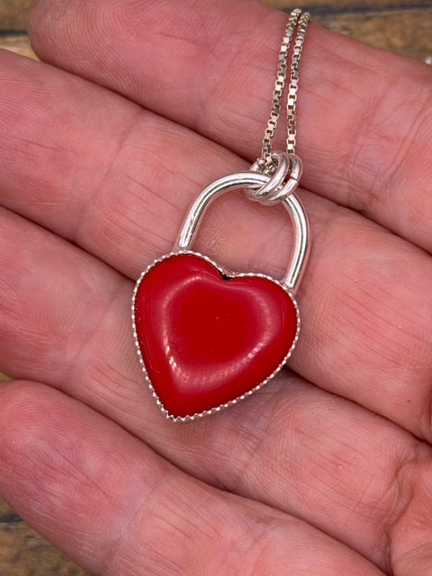 Raven - Red Rosarita Love Lock Heart Pendant