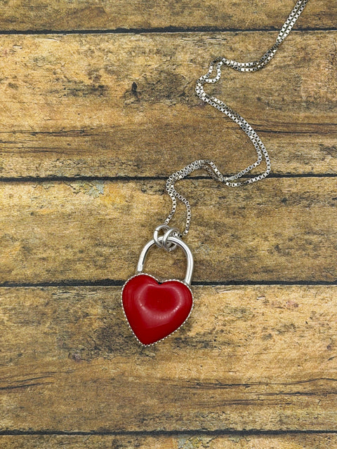 Raven - Red Rosarita Love Lock Heart Pendant