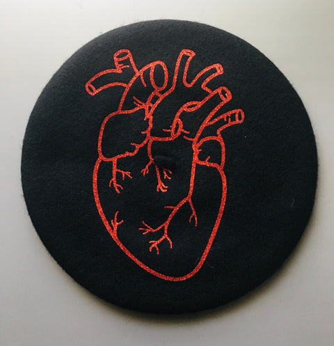 Vegan Felt Beret - Black - Anatomic Heart