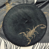 Vegan Felt Beret - Black - Scorpion