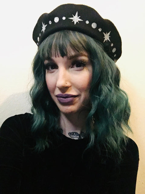 Vegan Felt Beret - Silver Glitter - Starburst