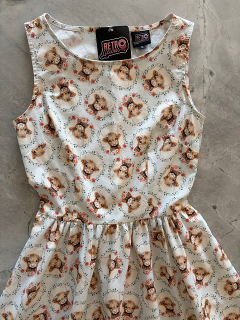 Vintage Style Midi Dress Cows