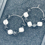 Vegas - Black & White Dice Hoop Earrings: Handmade