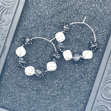 Vegas - Black & White Dice Hoop Earrings: Handmade