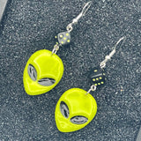 Alien Invasion Earrings with Dice Detail: Handmade, Hand-Painted Polymer Clay