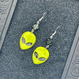 Alien Invasion Earrings with Dice Detail: Handmade, Hand-Painted Polymer Clay