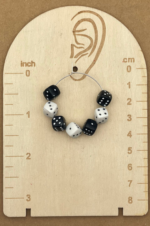 Vegas - Black & White Dice Hoop Earrings: Handmade