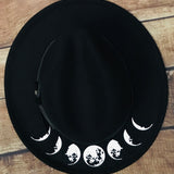 Vegan Felt Hat - Wide Brim - Moon Phase
