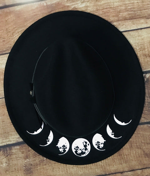 Vegan Felt Hat - Wide Brim - Moon Phase