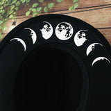 Vegan Felt Hat - Wide Brim - Moon Phase