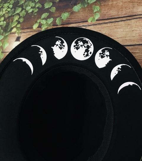 Vegan Felt Hat - Wide Brim - Moon Phase