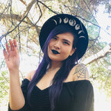 Vegan Felt Hat - Wide Brim - Moon Phase