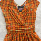Greta Surplice Dress Orange Plaid