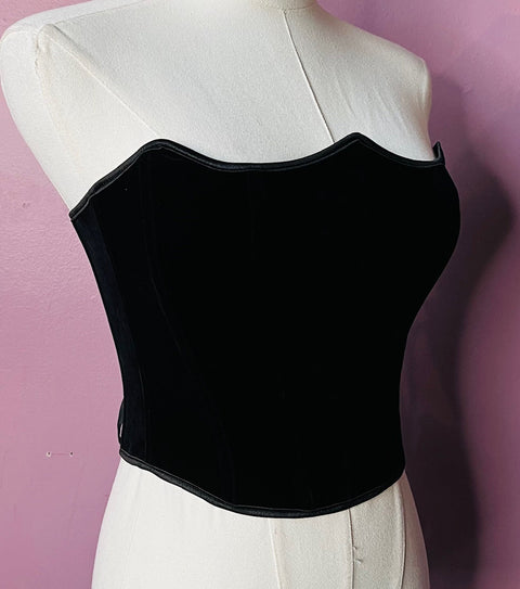 The Poe Corset - Pointed, Velveteen, Waist Cinching