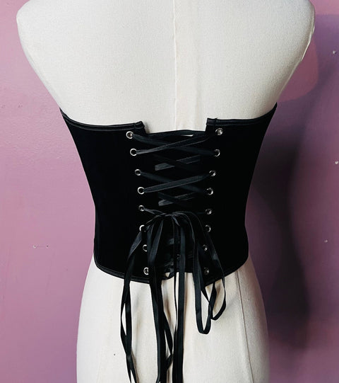 The Poe Corset - Pointed, Velveteen, Waist Cinching