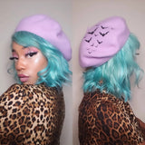Vegan Felt Beret - Lavender - Bats