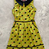 Retro Mod Collared Dress Black Cats