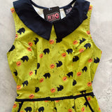 Retro Mod Collared Dress Black Cats