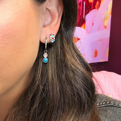 Gemstone Super Chunky Huggie Hoop Earrings