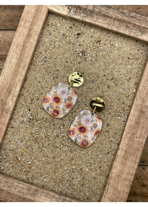 Sunflower Printed Dangle Earrings