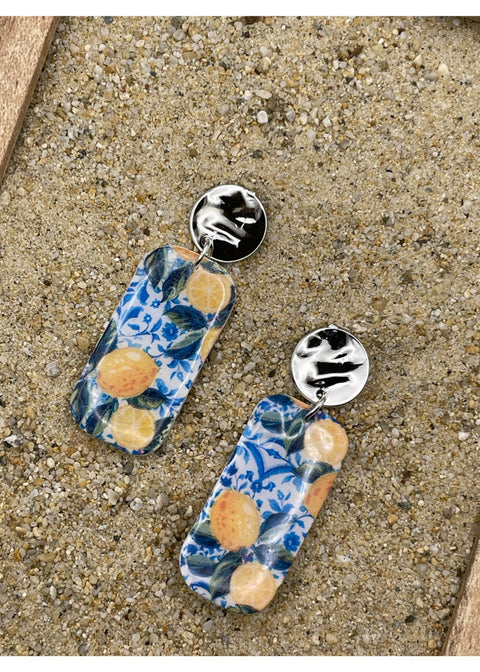 Lemon Printed Dangle Earrings