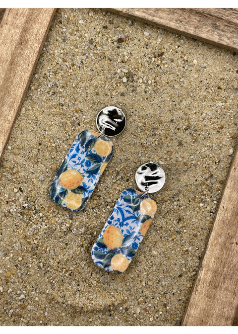 Lemon Printed Dangle Earrings