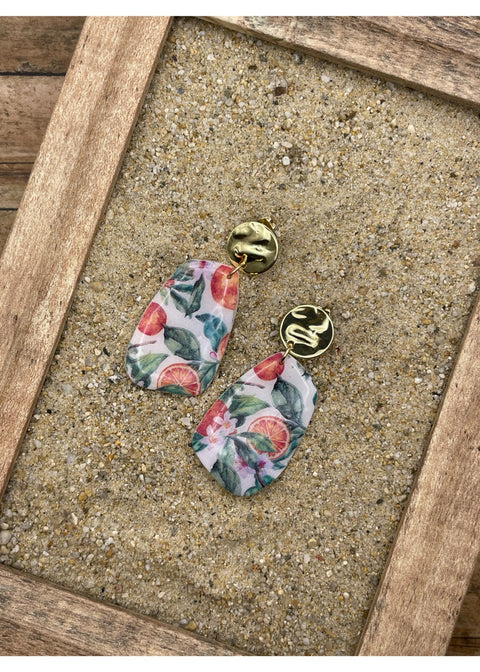 Orange Printed Dangle Earrings