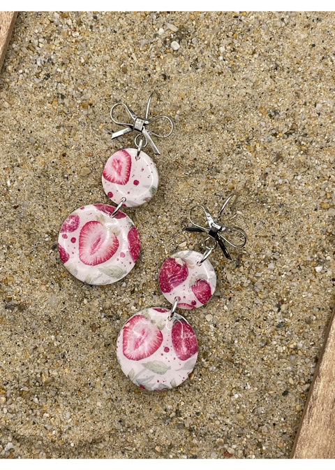 Strawberry Printed Dangle Earrings