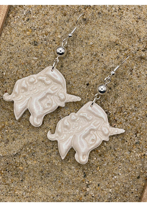 Unicorn Face Dangle Earrings - White