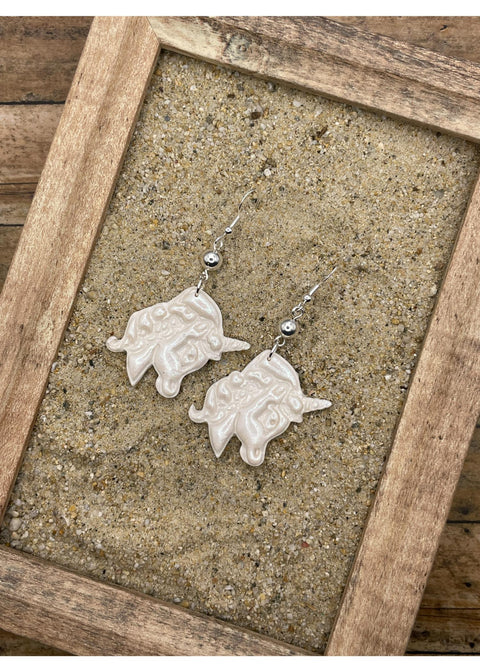 Unicorn Face Dangle Earrings - White