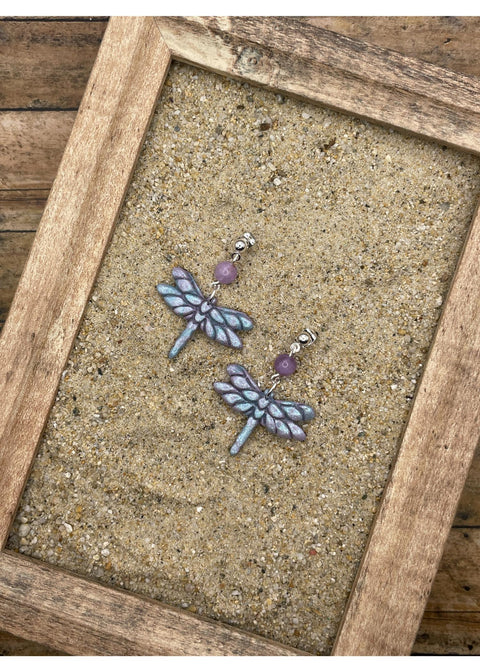 Shimmer Dragon Fly Dangle Earrings