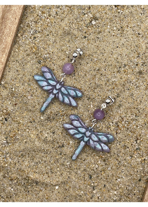 Shimmer Dragon Fly Dangle Earrings