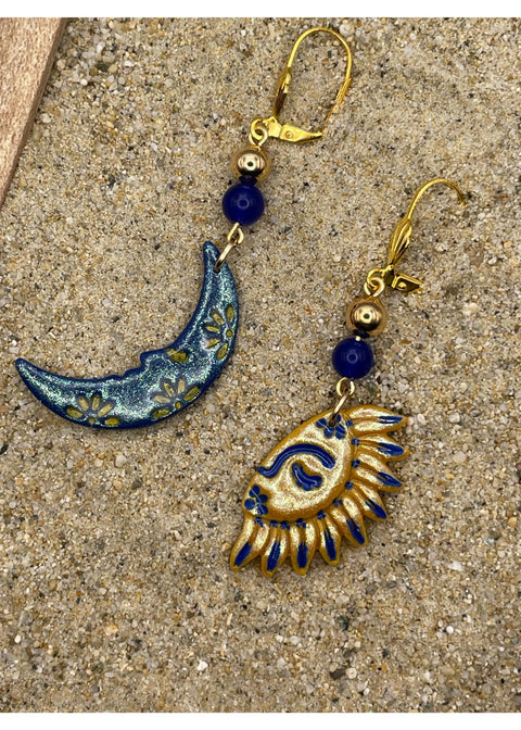 Sparkly Sun & Moon Earrings