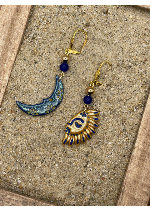 Sparkly Sun & Moon Earrings