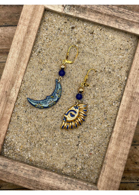 Sparkly Sun & Moon Earrings