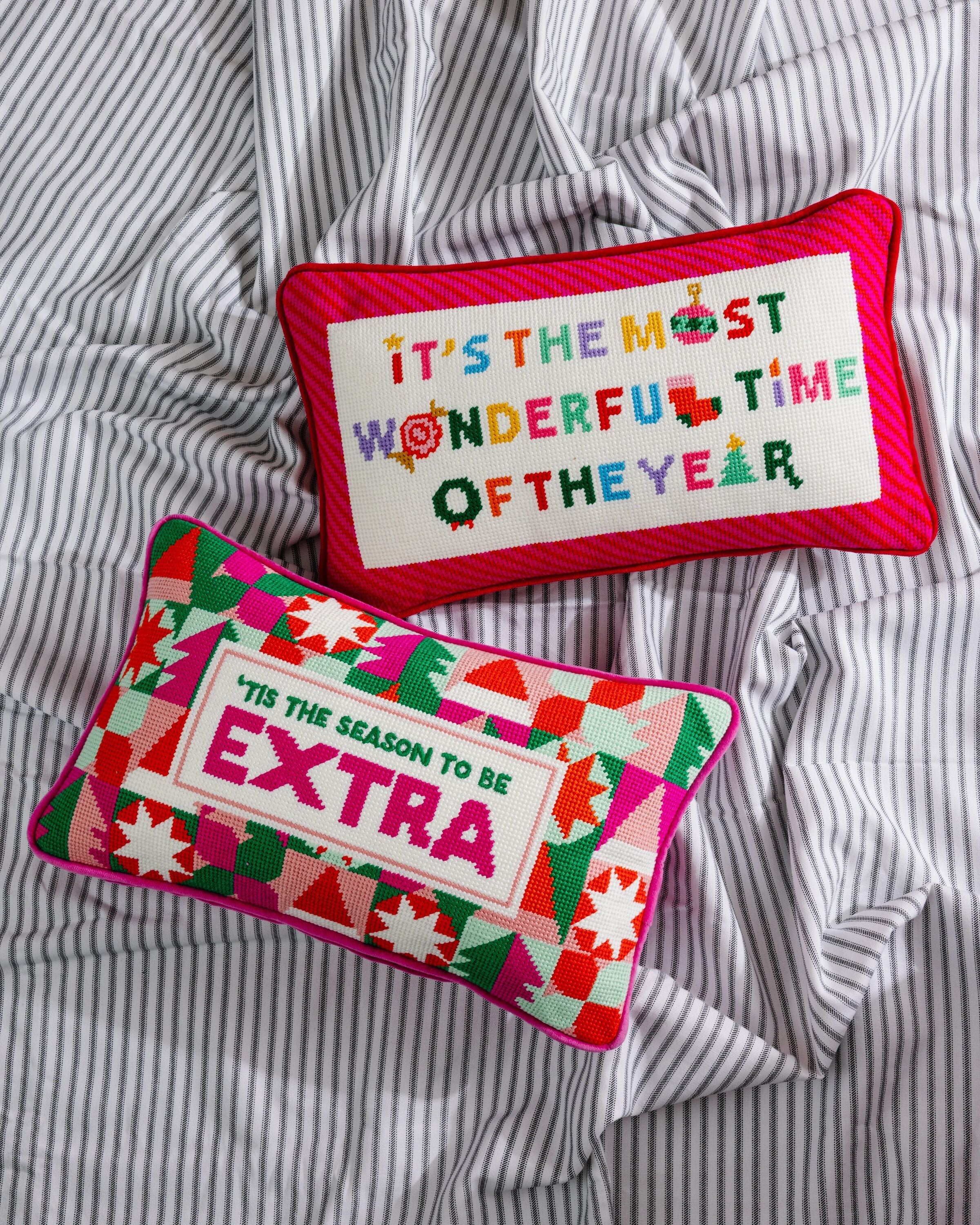 Needlepoint Pillow - It's the Most Wonderful Time of the Year