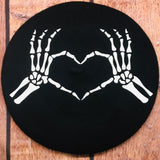 Vegan Felt Beret - Black - Skeleton Heart