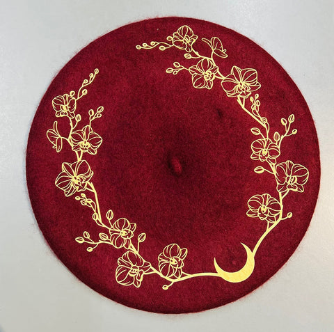 Vegan Felt Beret Orchids