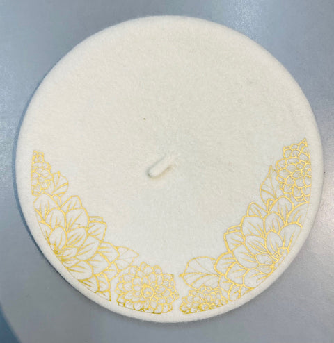 Vegan Felt Beret - Dahlia Outline