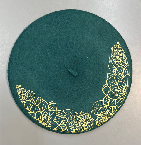 Vegan Felt Beret - Dahlia Outline