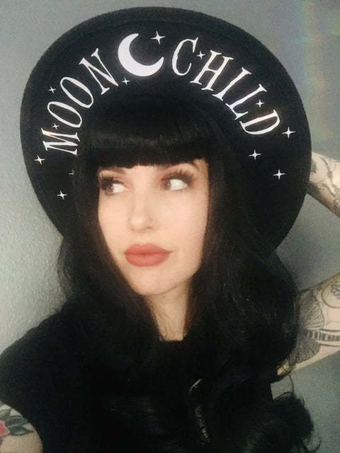 Vegan Felt Hat - XL Brim - Moon Child