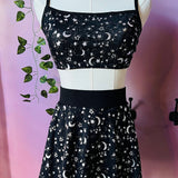 The Morbid Mini Skort - MOON & STARS - Metallic Skirt with Built In Shorts