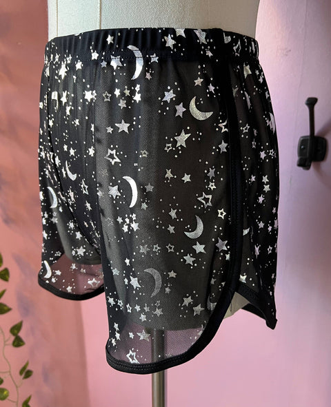 The Sinister Set - MOON & STAR - Sheer Metallic Bra & Shorts Separates