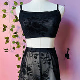 The Sinister Set - GOTHIC FLORAL - Sheer Velvet Flocked Bra & Shorts Separates