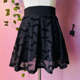 The Morbid Mini Skort - BATS - Flocked Velvet Skirt with Built In Shorts