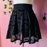 The Morbid Mini Skort - BATS - Flocked Velvet Skirt with Built In Shorts