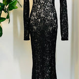 Persephone - Deadly Sheer Floral Lace Maxi Dress