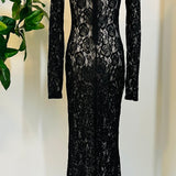 Persephone - Deadly Sheer Floral Lace Maxi Dress